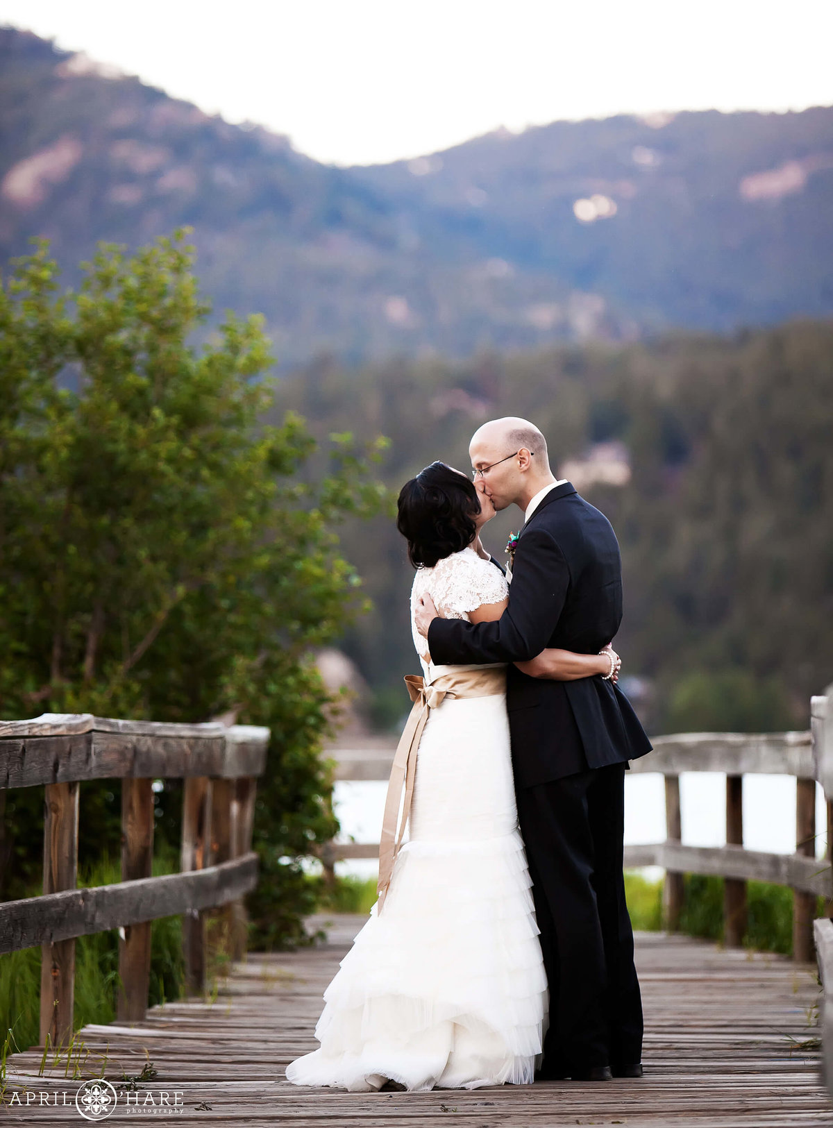 Colorado Mountain Wedding Photographer Boardwalk at Evergreen Lake House