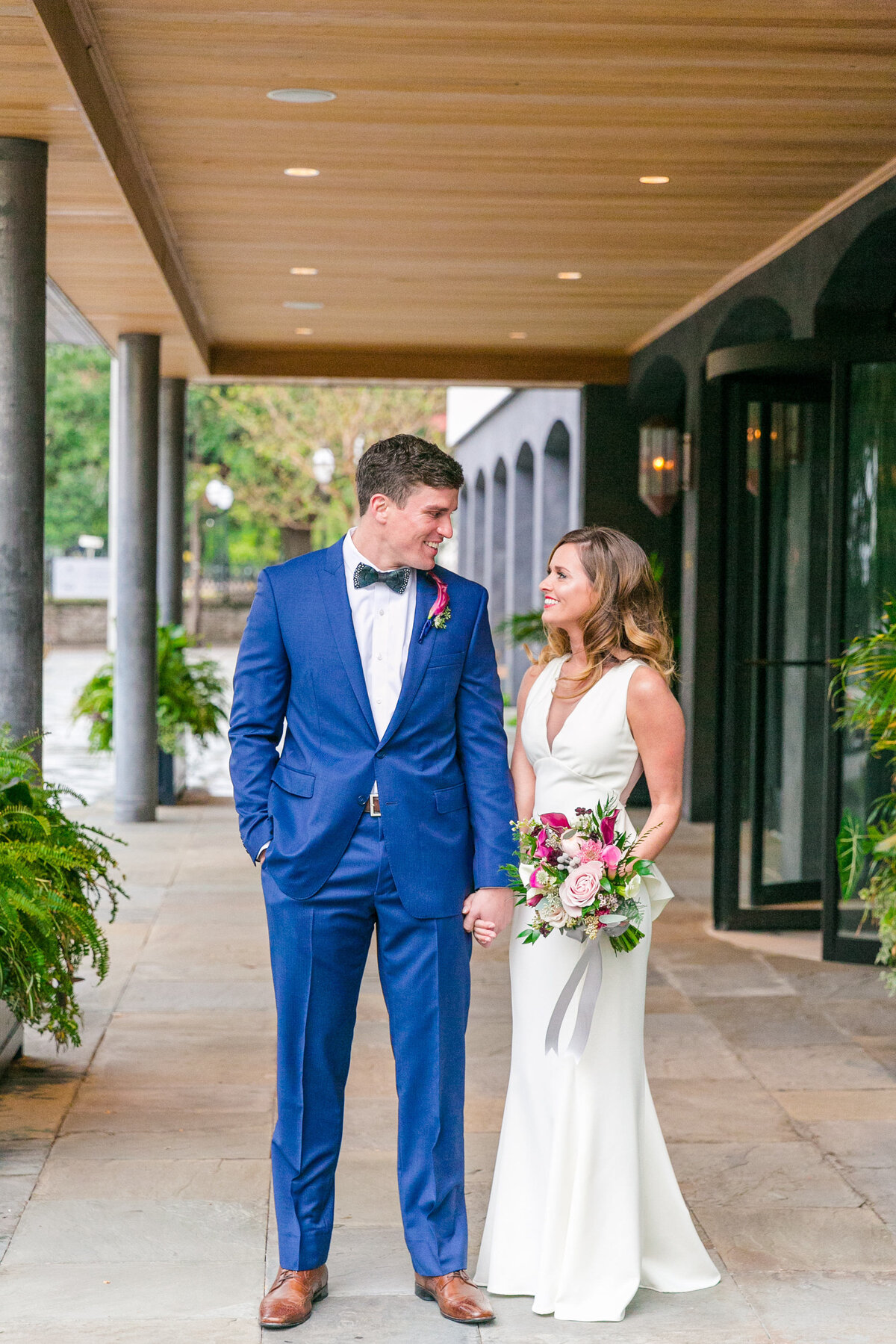 Couple before wedding at The Dewberry Charleston