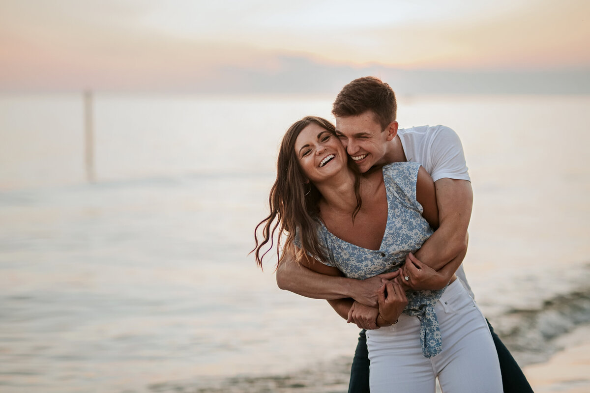 couple on beach engagement