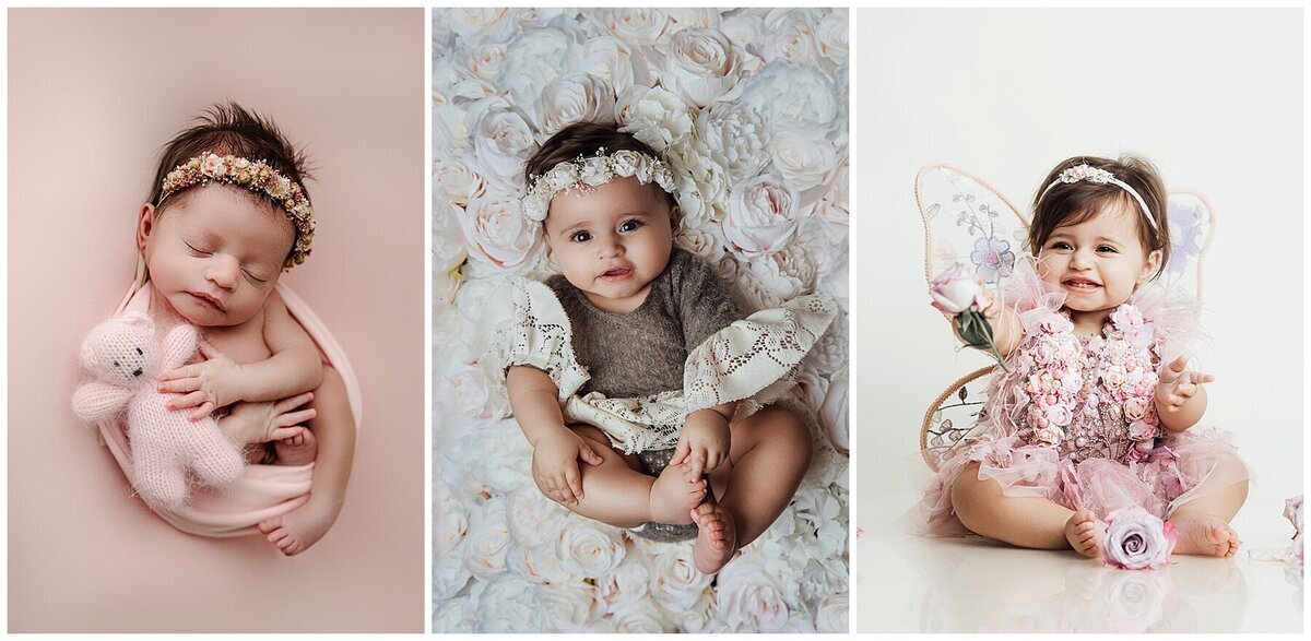 Baby growing in one year by portrait photographers nj