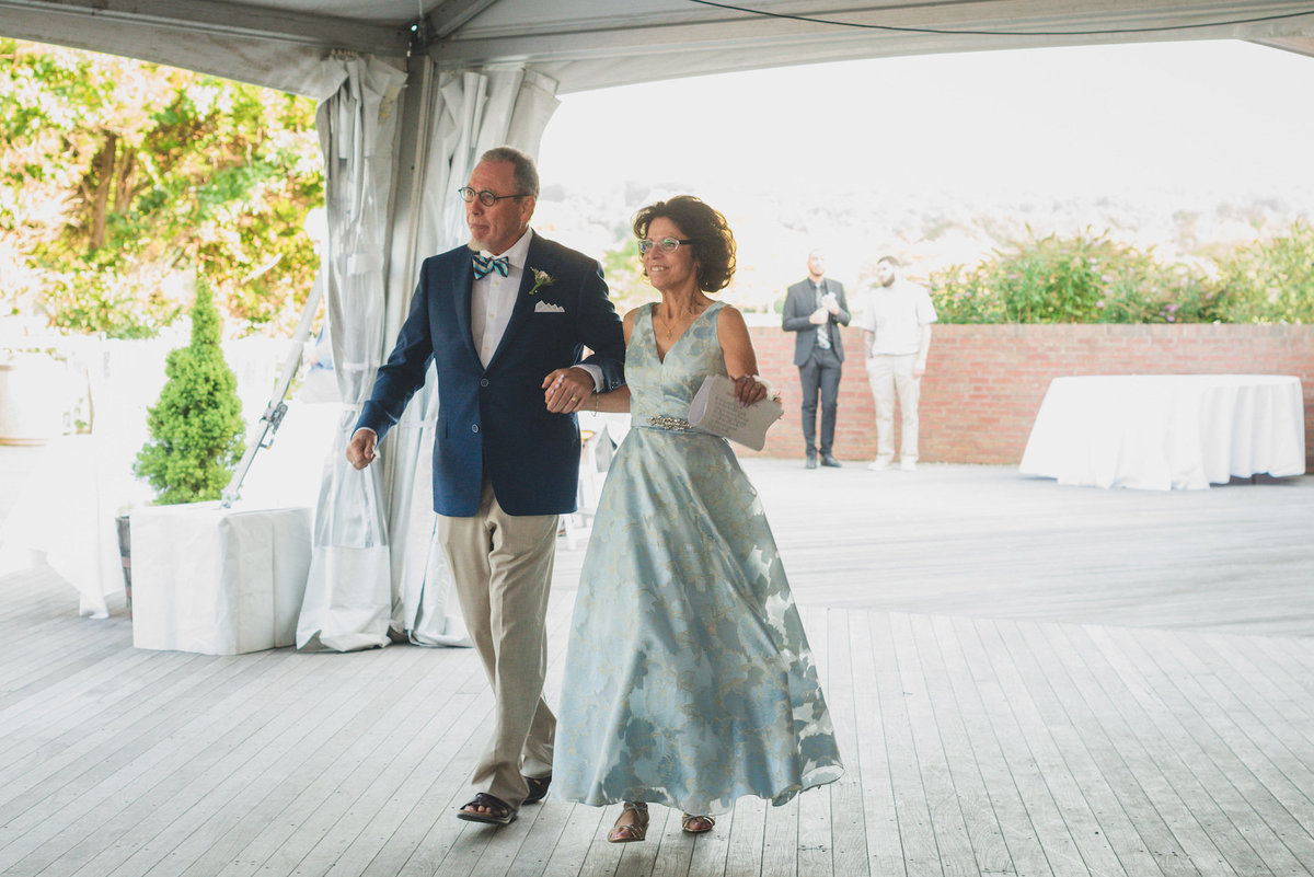 photo of mom and down at beach wedding reception at Pavilion at Sunken Meadow