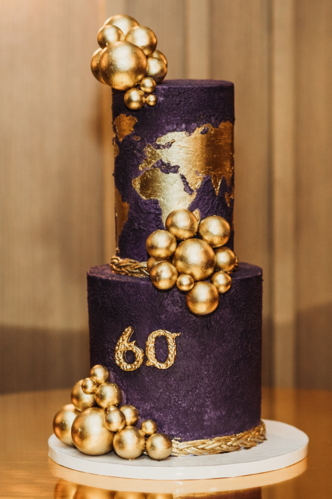 crown-royal-sage-green-birthday-party-gold-purple-cake-world-map