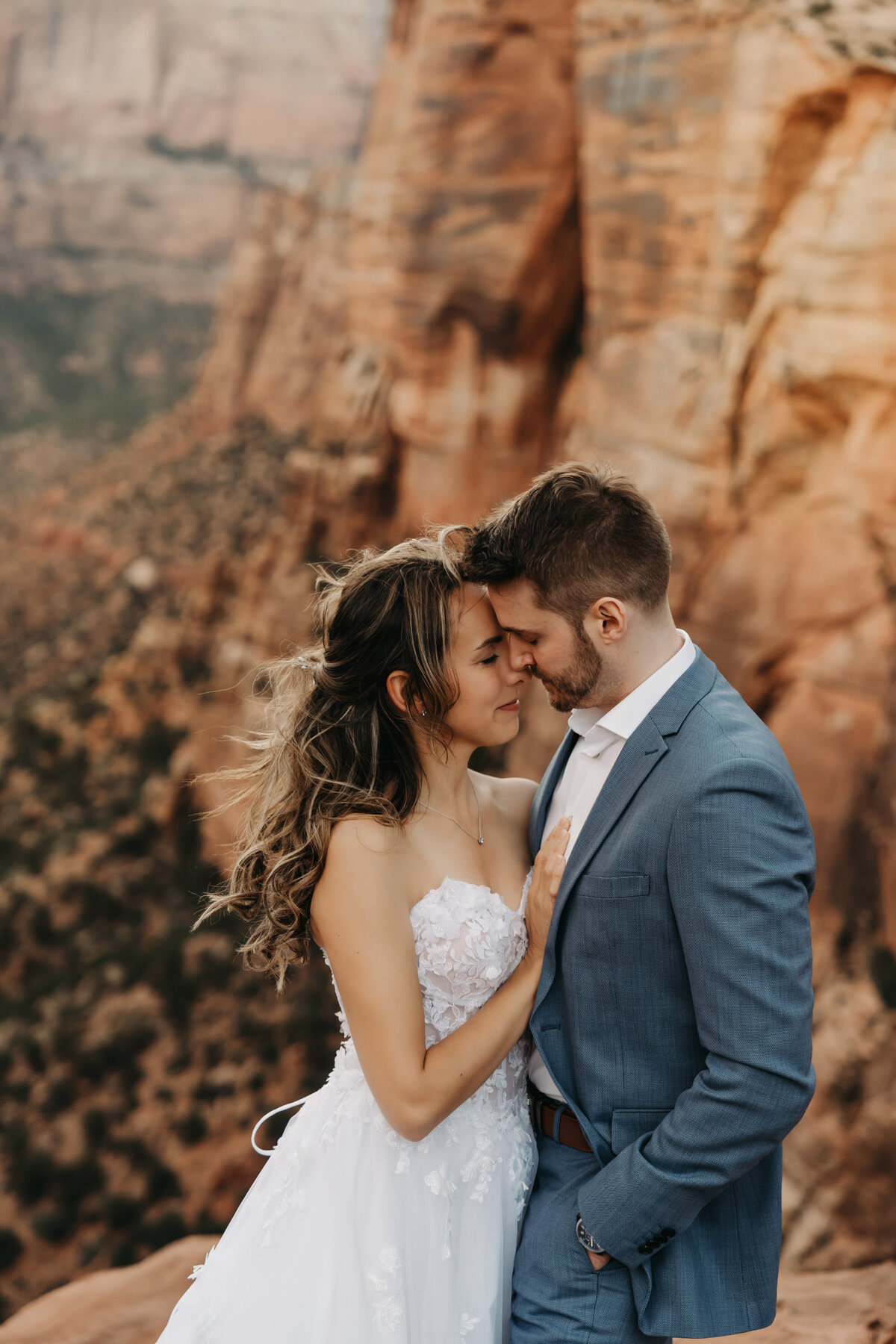 couple holding each other during destination elopement