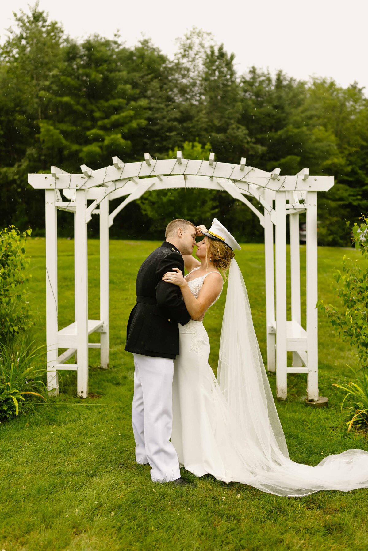 bride and groom portraits at a military wedding franconia new hampshire