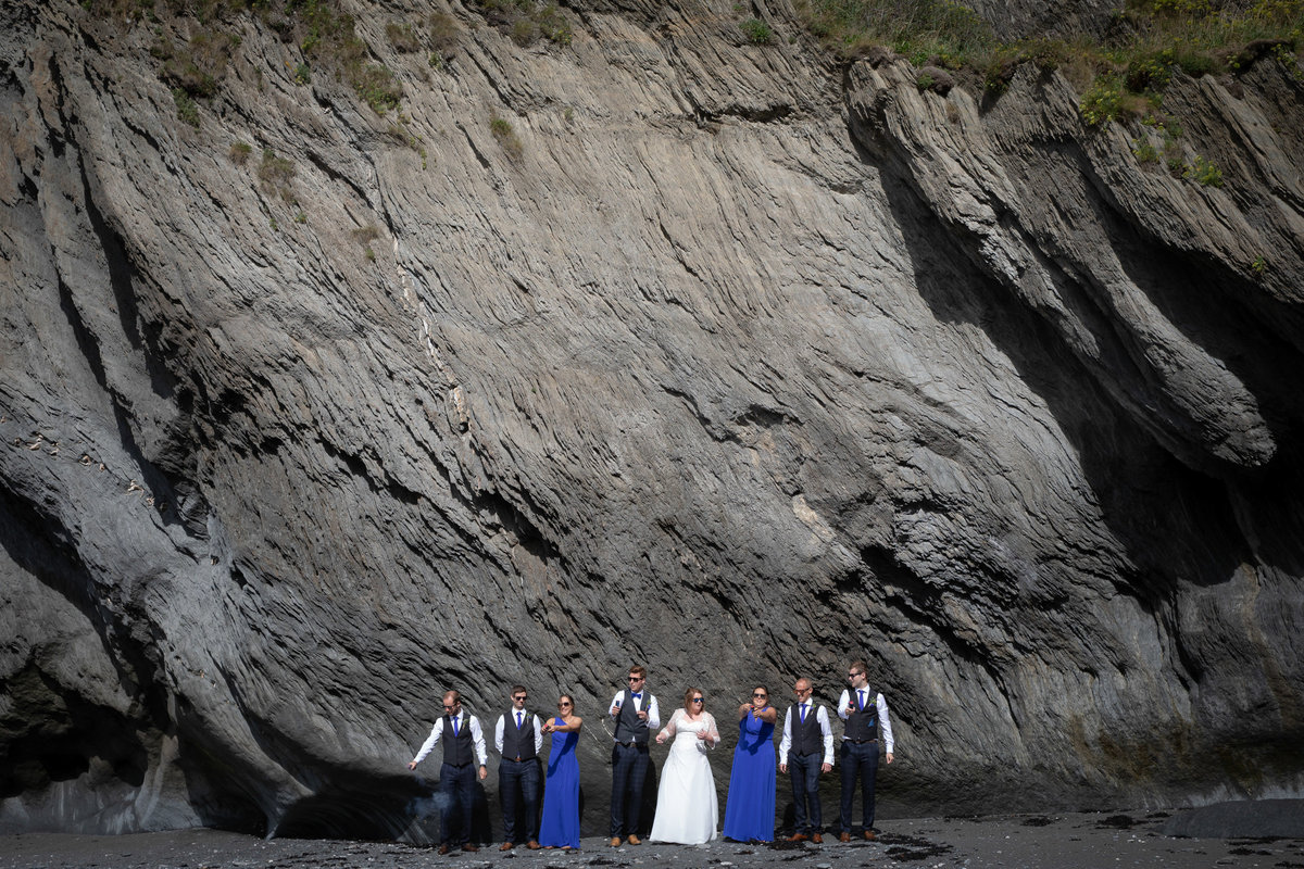 Bridal party on the rocks at Tunnels Beaches devon