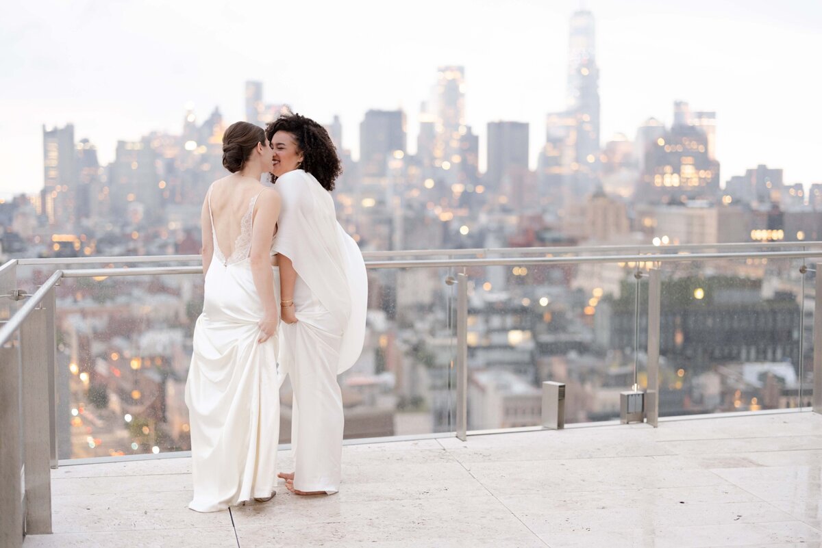 Brides on Rooftop NYC Wedding