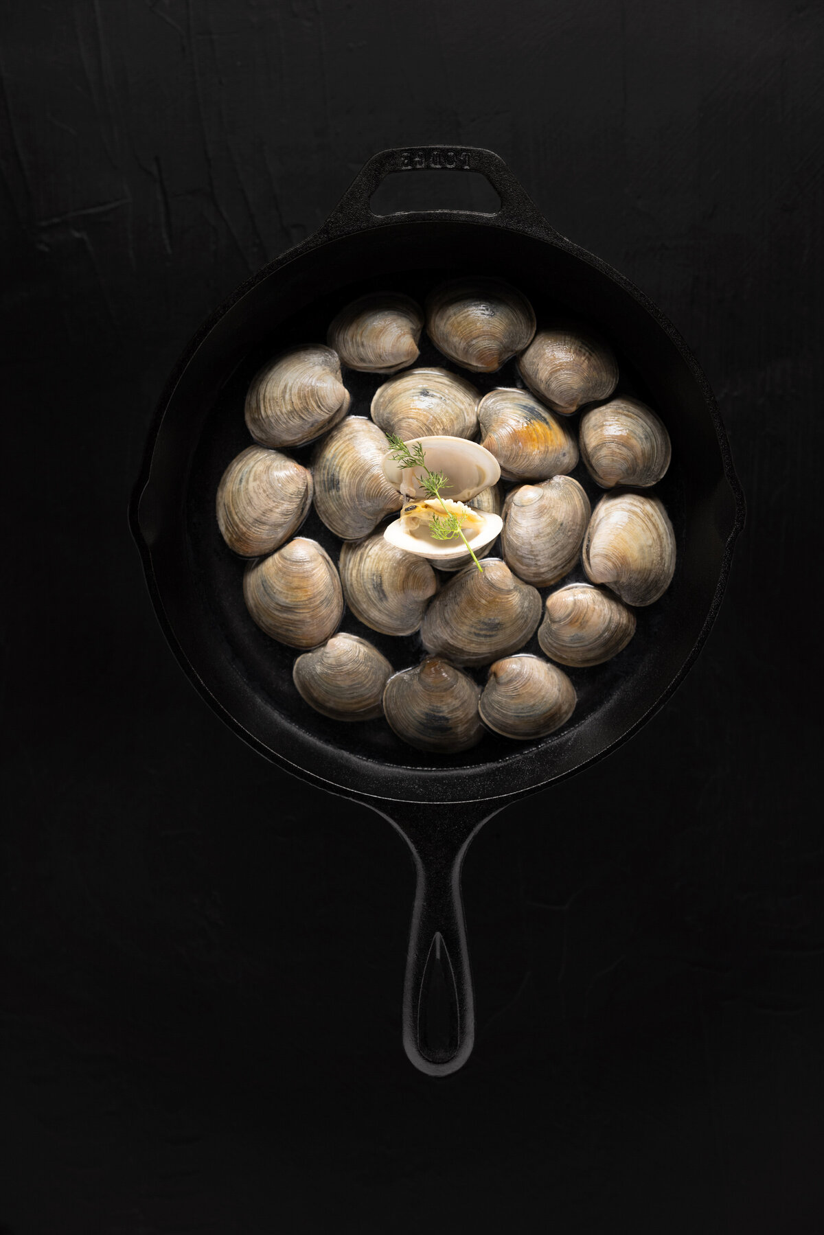 Oysters laid out in a pan