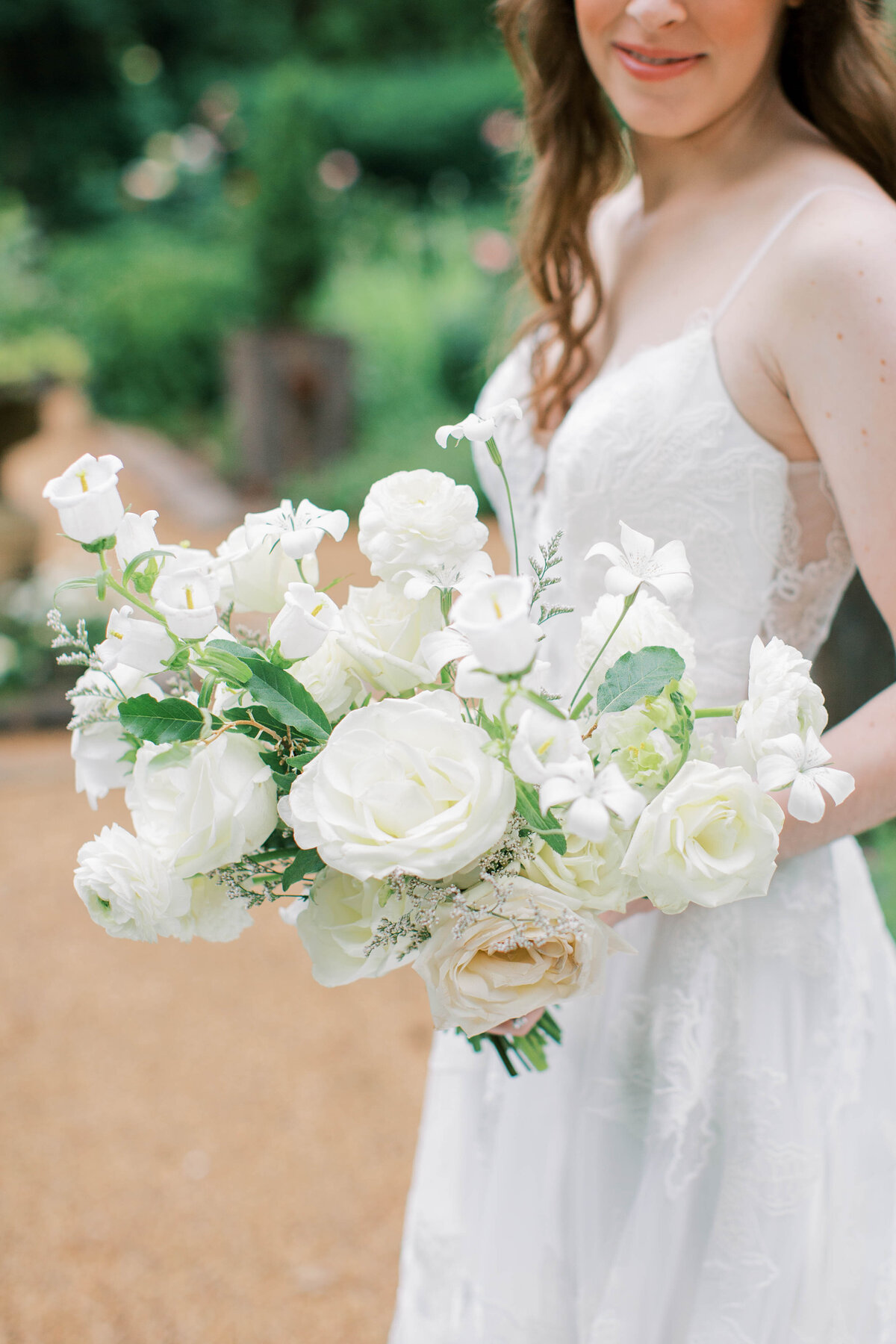 lush garden inspired classic white timeless whimsical bridal bouquet