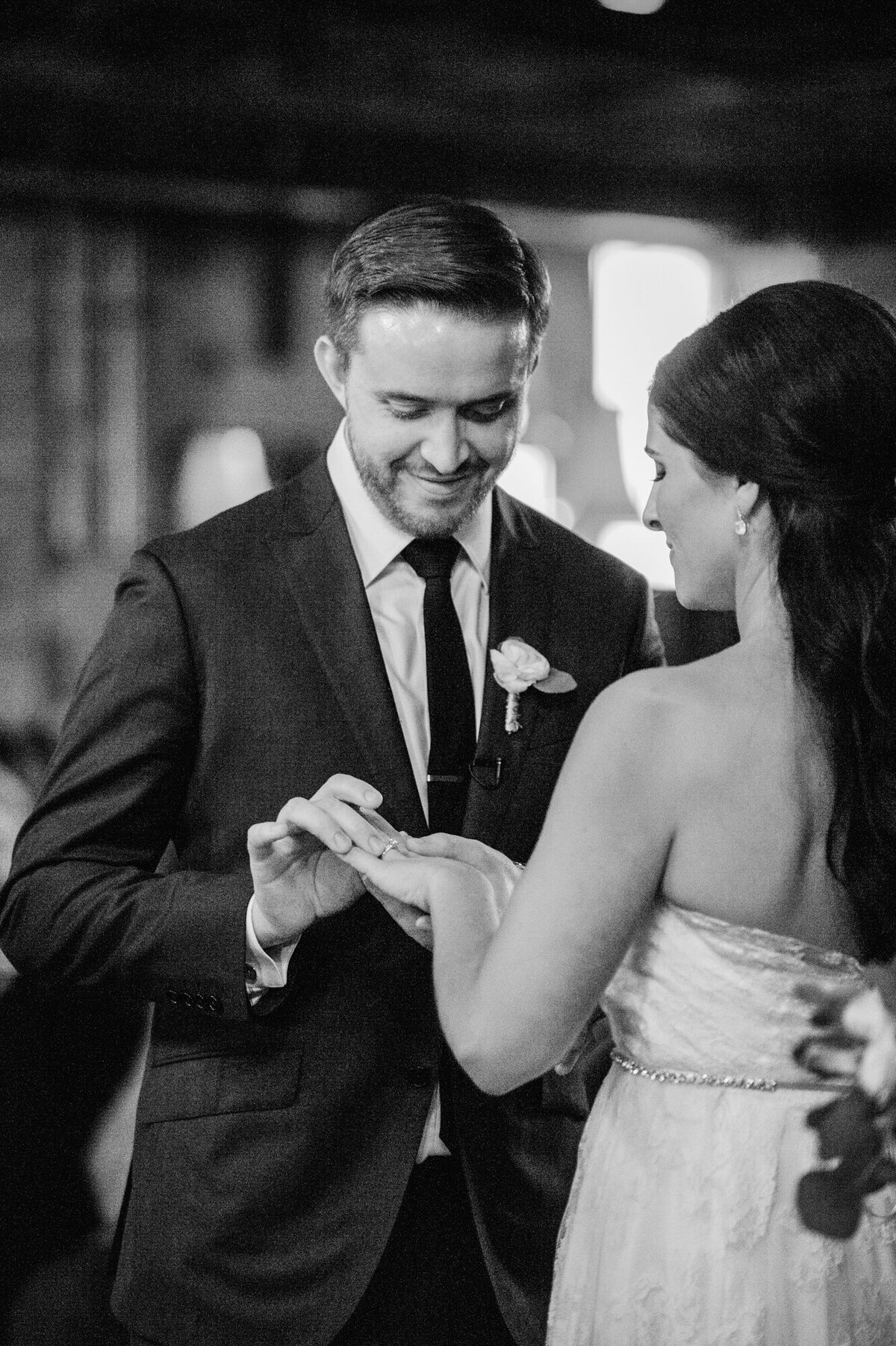 A candid moment during a wedding ceremony at Salvage One in Chicago