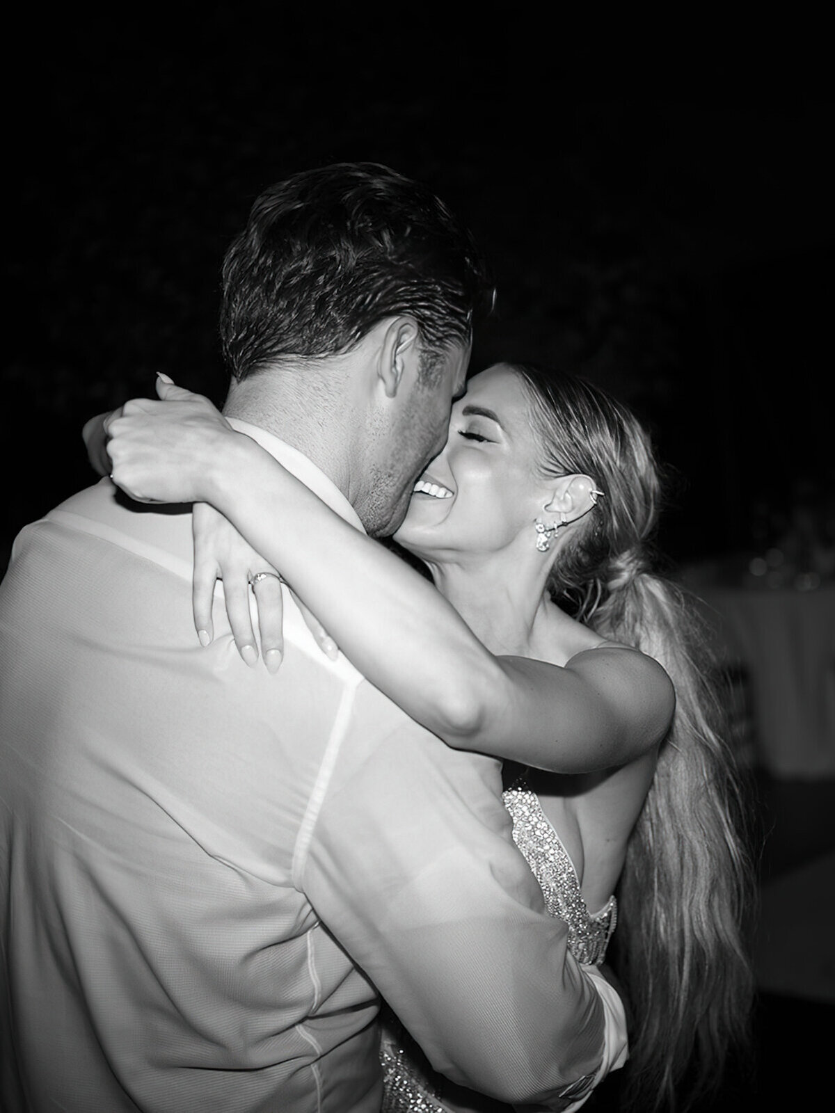 black and white reception dancing couples picture bride and groom atlanta and charleston fine art wedding photographer, film photographs by destination photography Hannah Forsberg