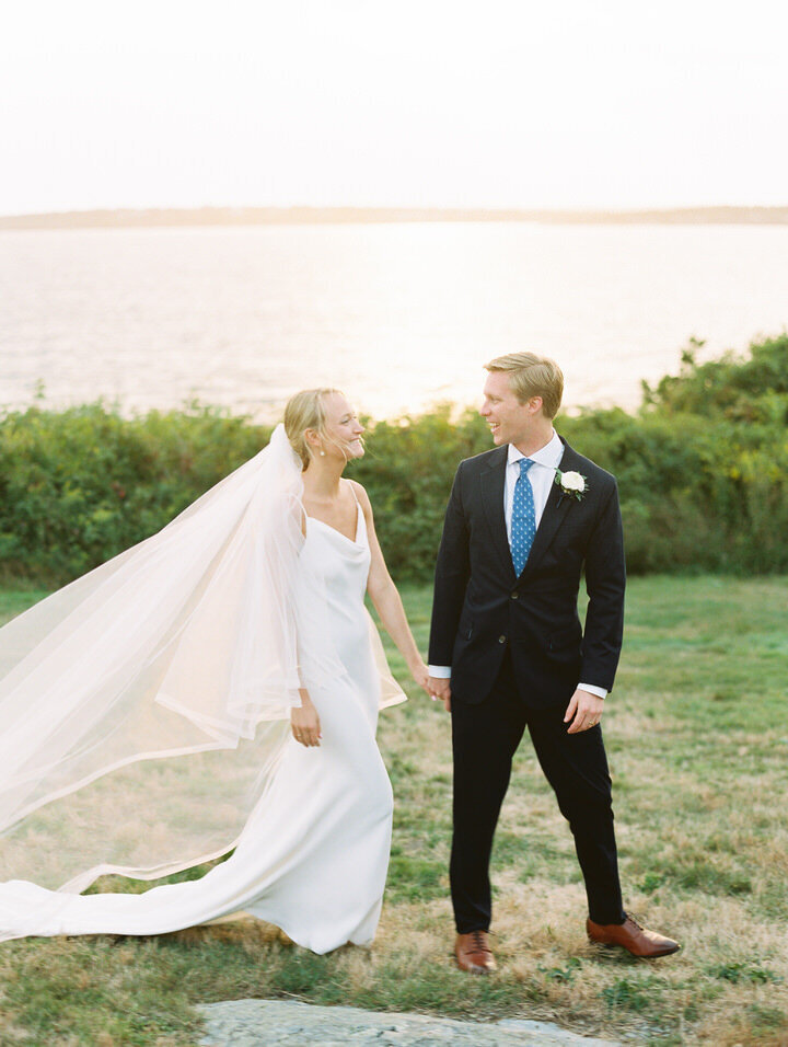 romantic couple pics by the ocean at castle hill inn wedding in Newport in rhode island