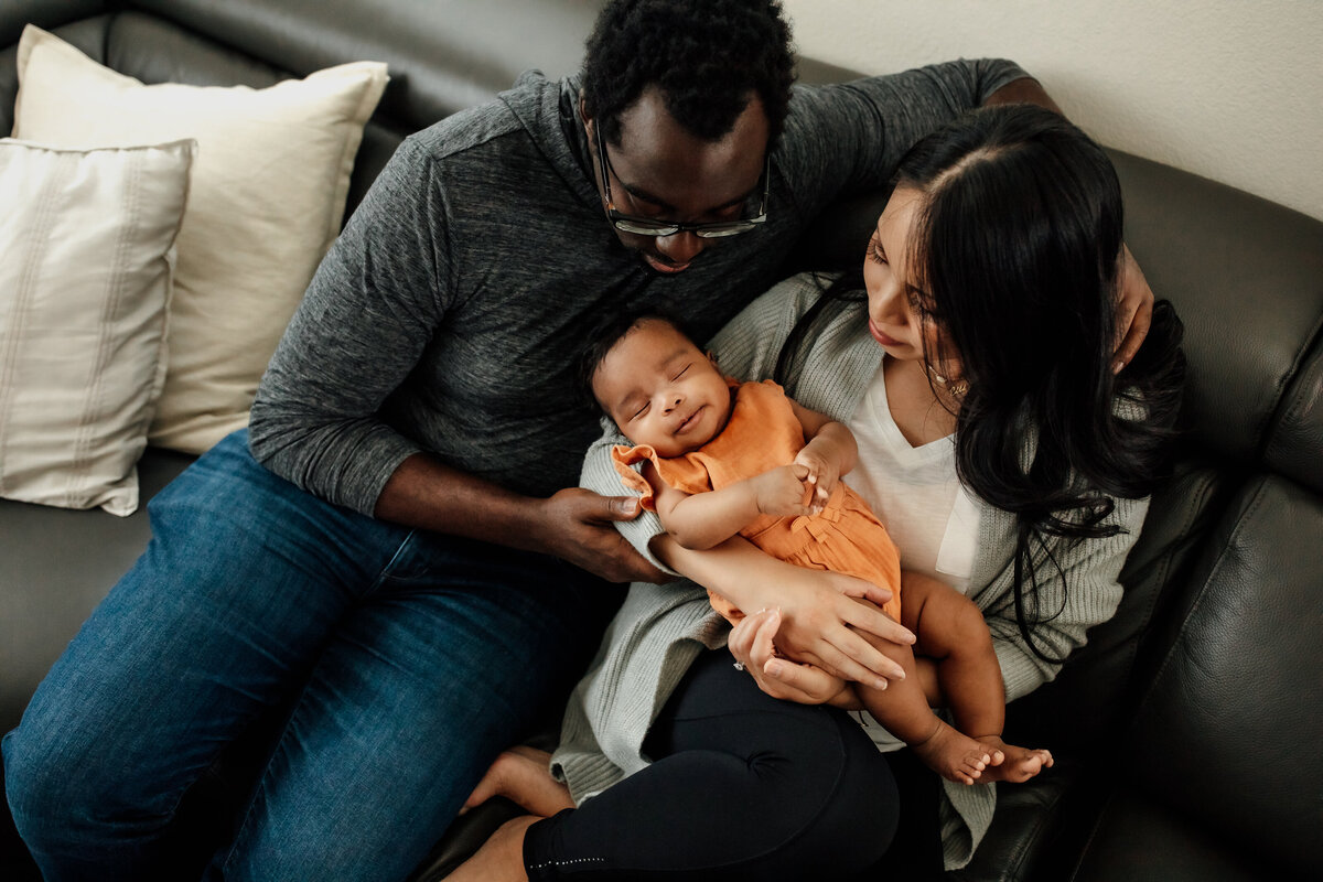 Mixed race bay area family photo during intimate in home photography session