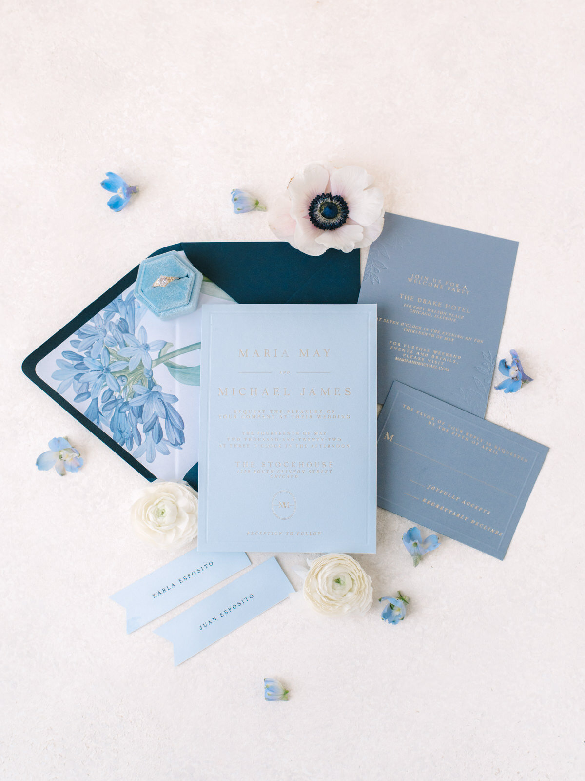 blue-wedding-invitation-suite-flatlay-kassieanaphotography.com
