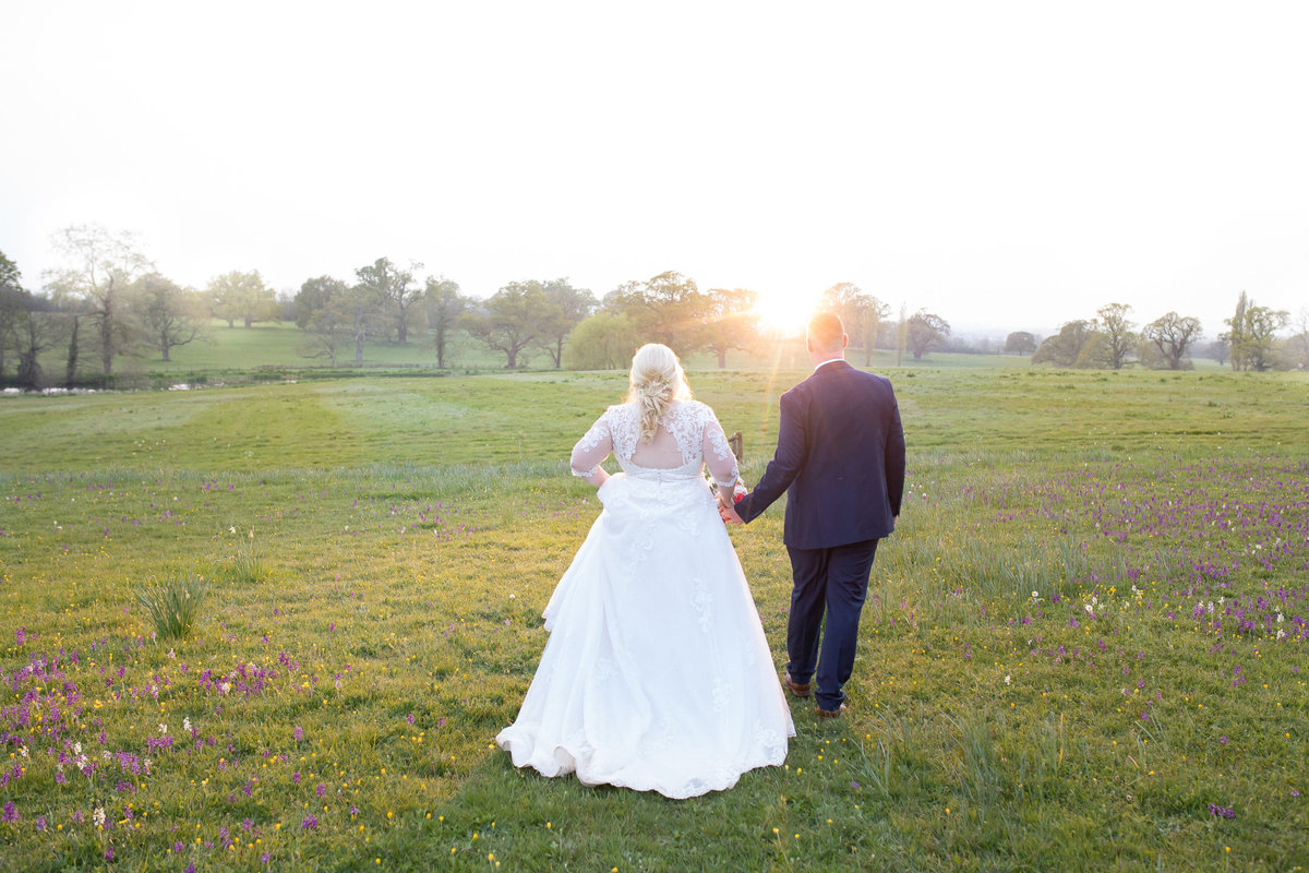 Bride and Groom at Sunset at Rockbeare Manor