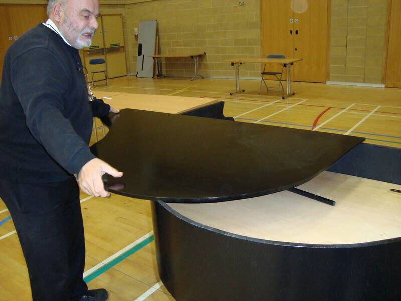 semigrand black grand piano shell