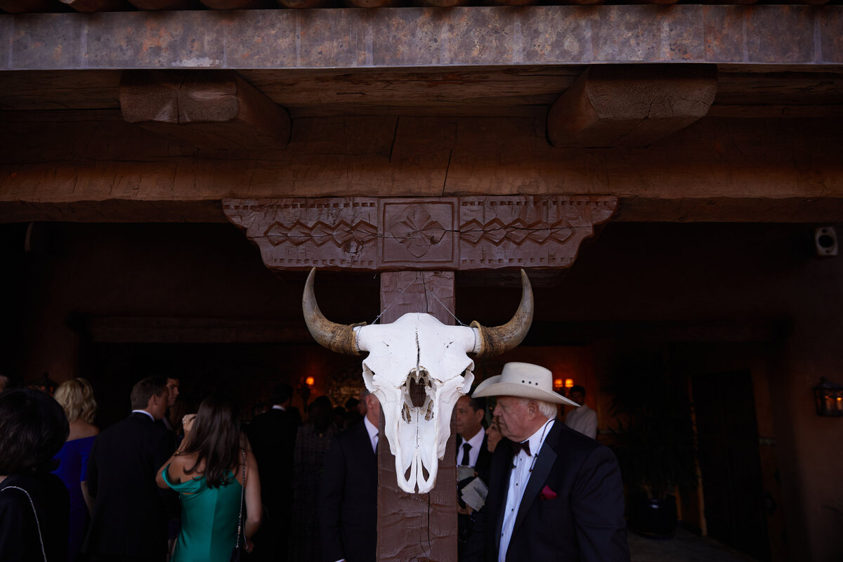 cow skull details at wedding