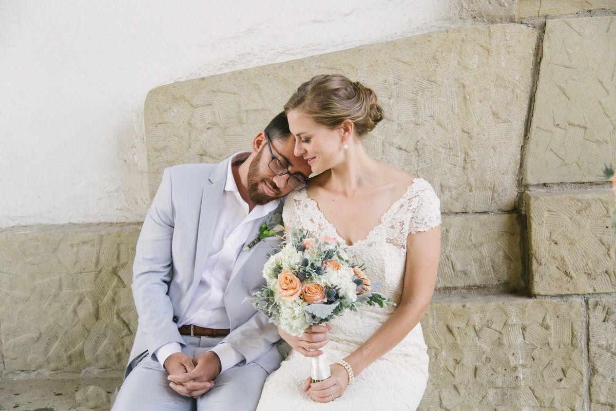 Groom and Bride enjoy a moment after Santa Barbara Courthouse Wedding
