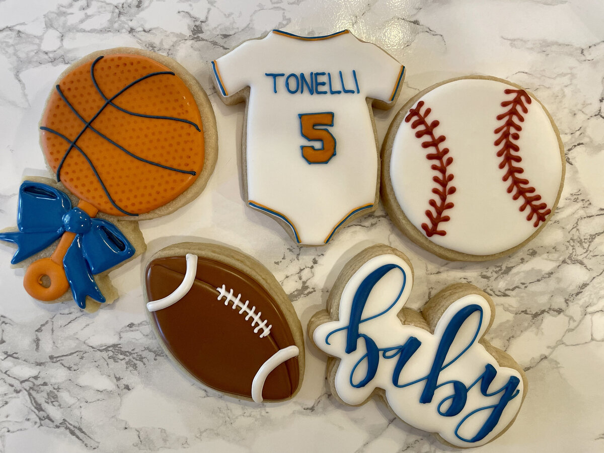 Sporty hand-painted cookies adding a special touch to birthdays in Gilbert, Arizona