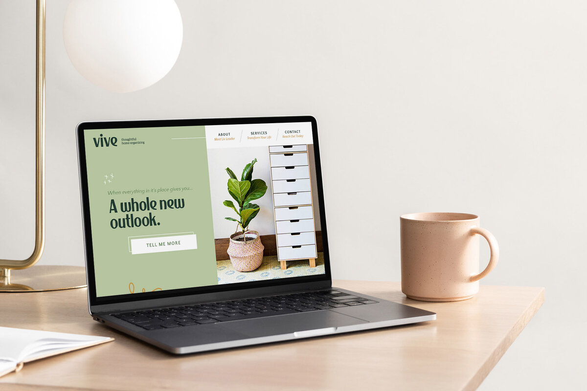 home organizer website design mocked up on an laptop