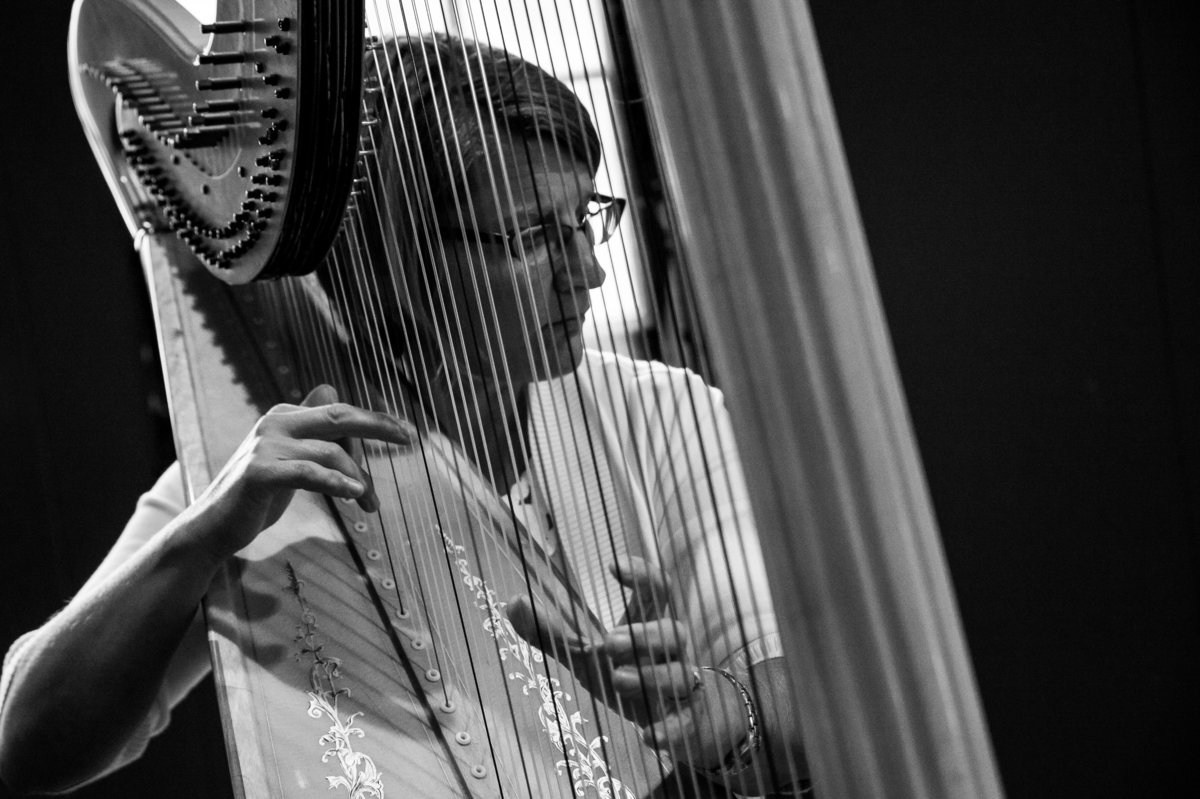 harpist at elegant wedding