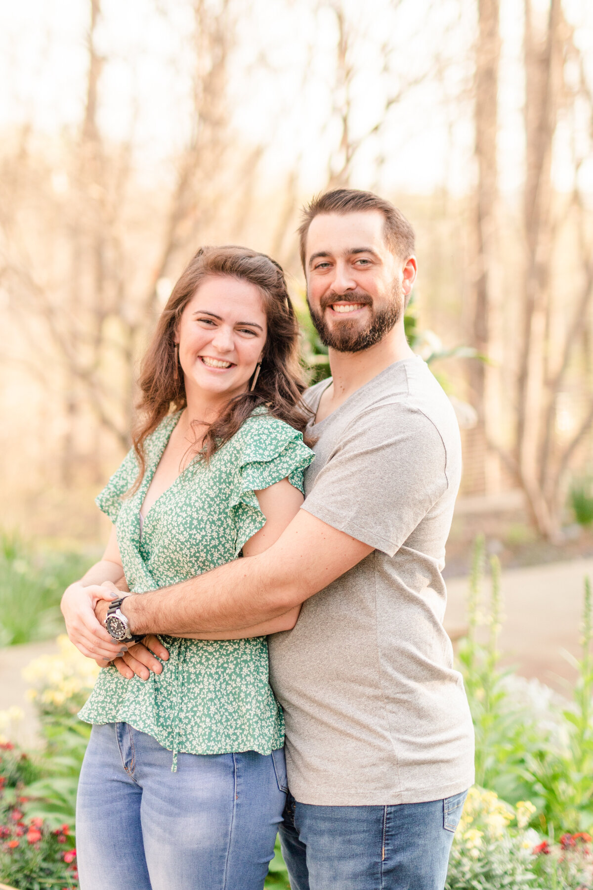 A couple at the State Botanical Garden of Georgia in Athens for engagement portrait session by Jennifer Marie Studios, best Georgia wedding photographer.