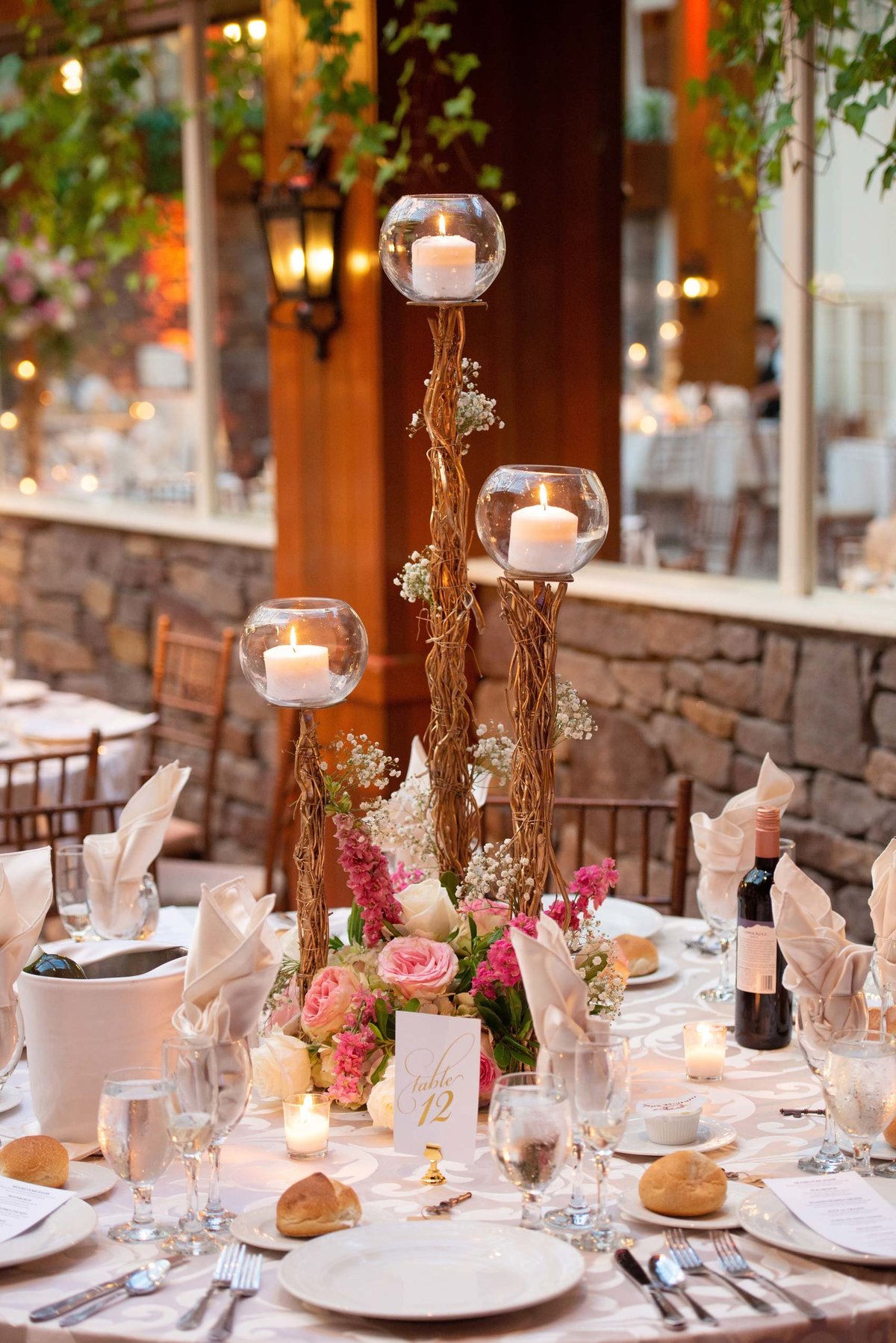 Candle centerpiece at Fox Hollow