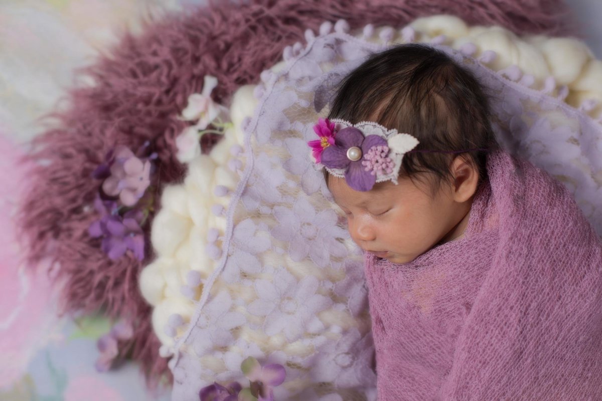 Purple newborn girl photos