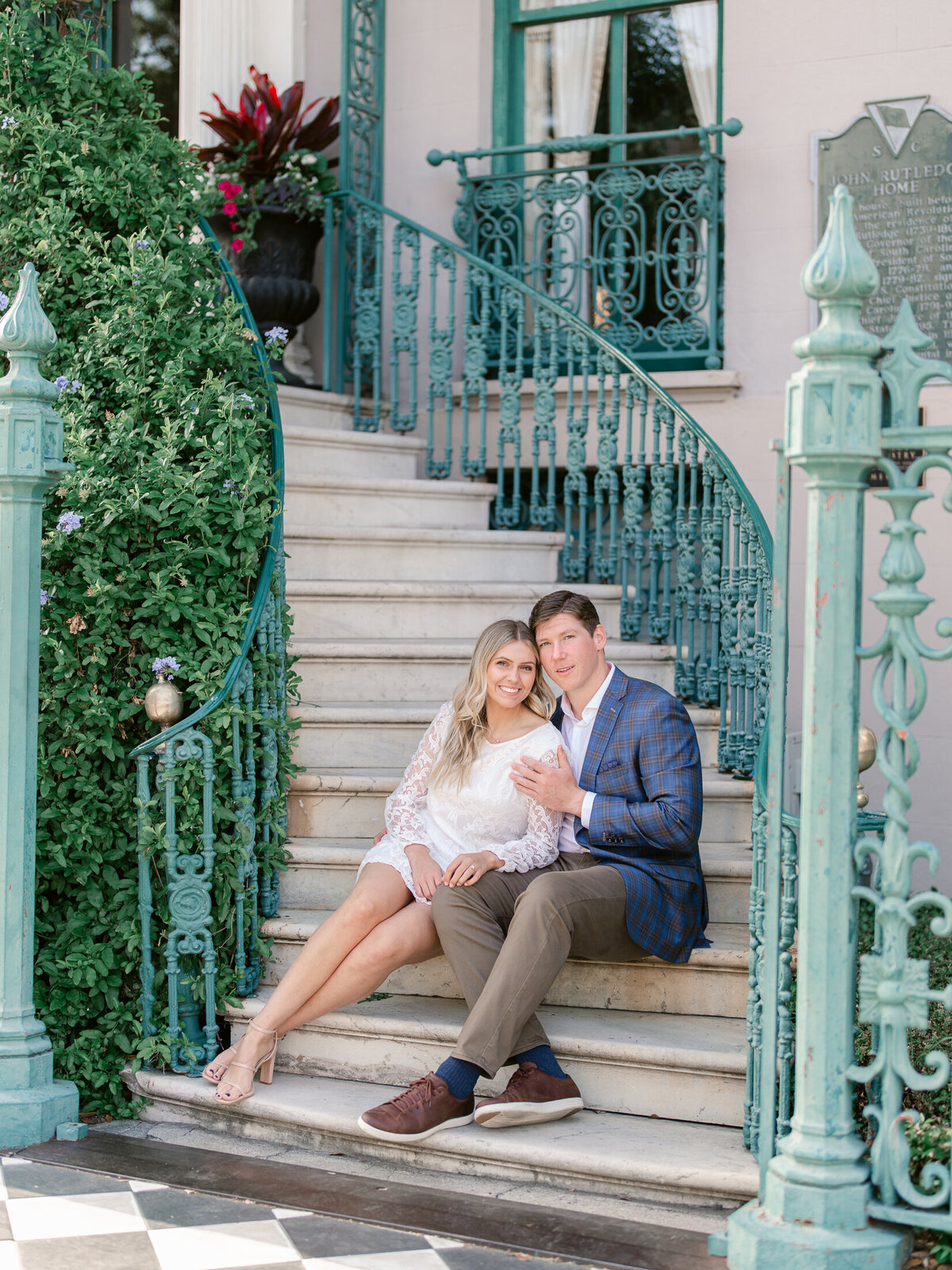 Charleston engagement photos in historic downtown