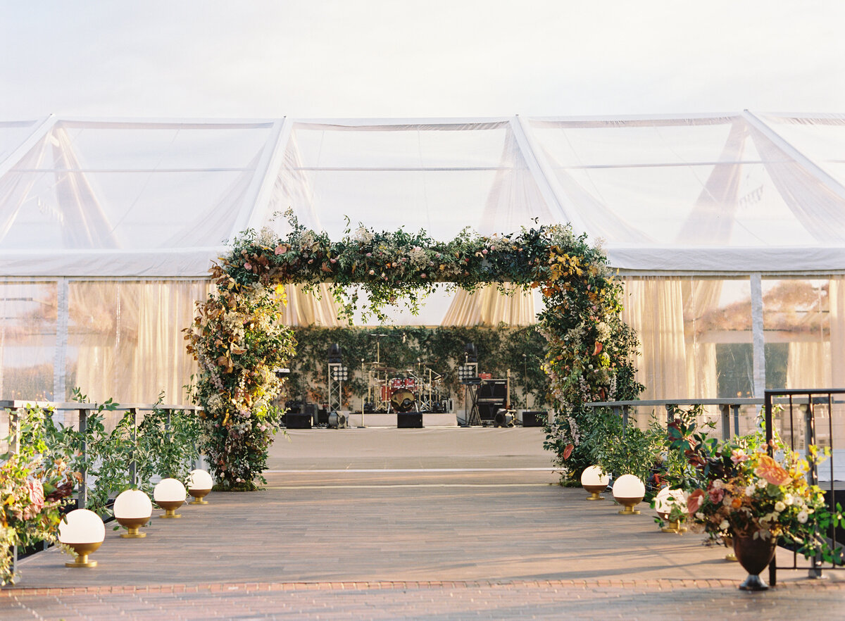 Floral Entrance to Clear Tent