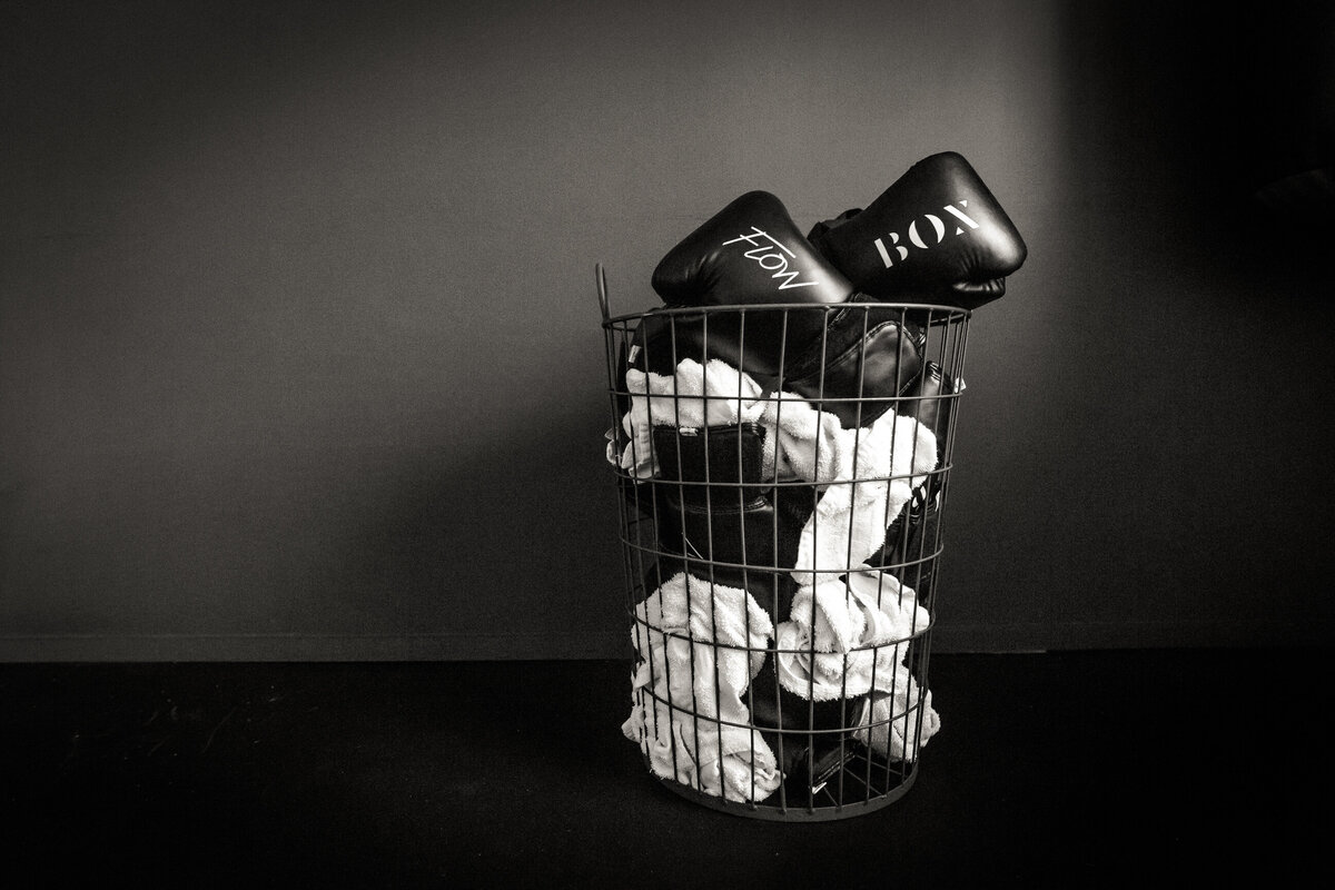 boxing gloves in a basket