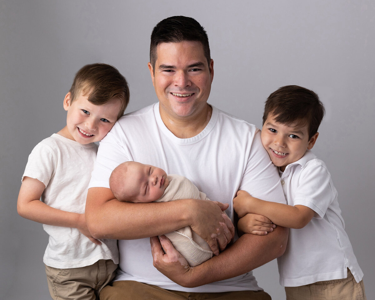 Brothers posed with their dad for Pittsburgh studio portrait in Cranberry