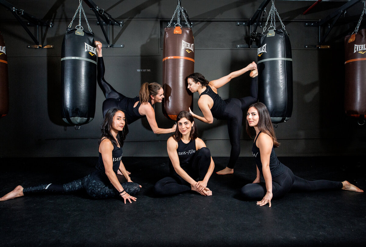 women in boxing studio