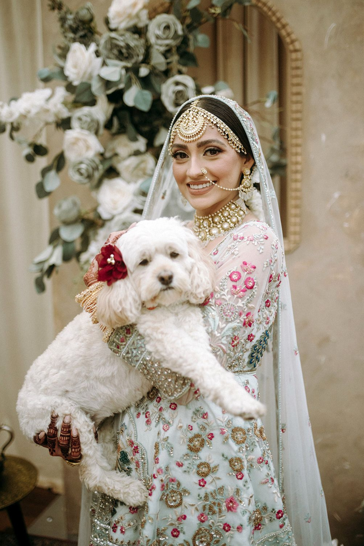 sikh-wedding-ceremony-bride-blue-pink-sharara-puppy