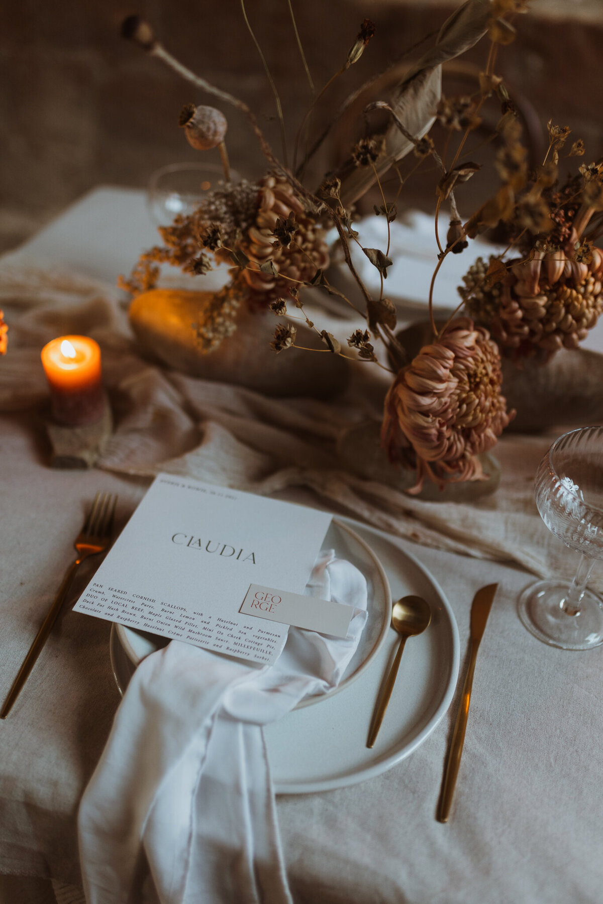 Dried flower tablescape