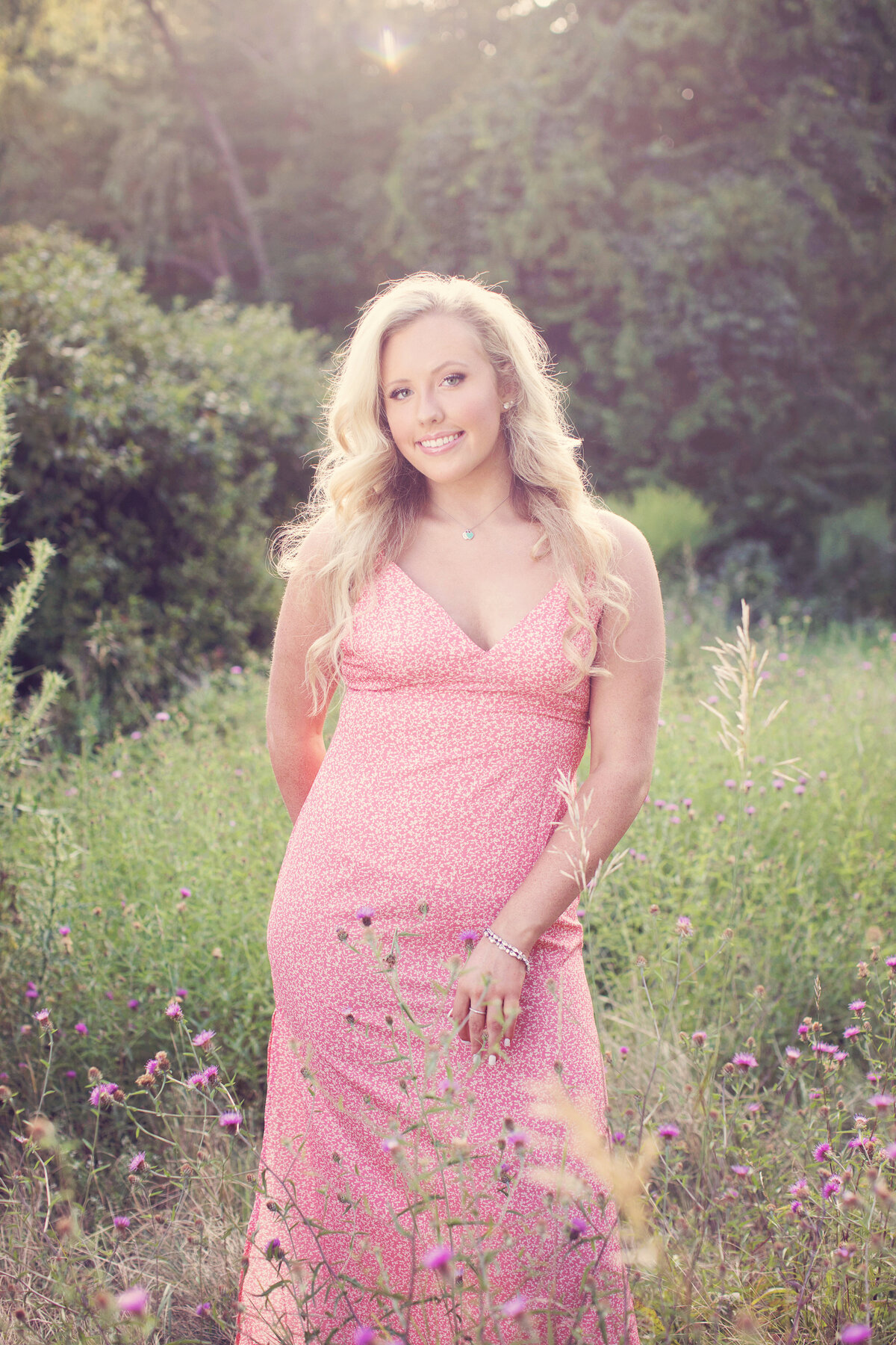 girl in pink dress in flower field - Kristen Zannella Photography