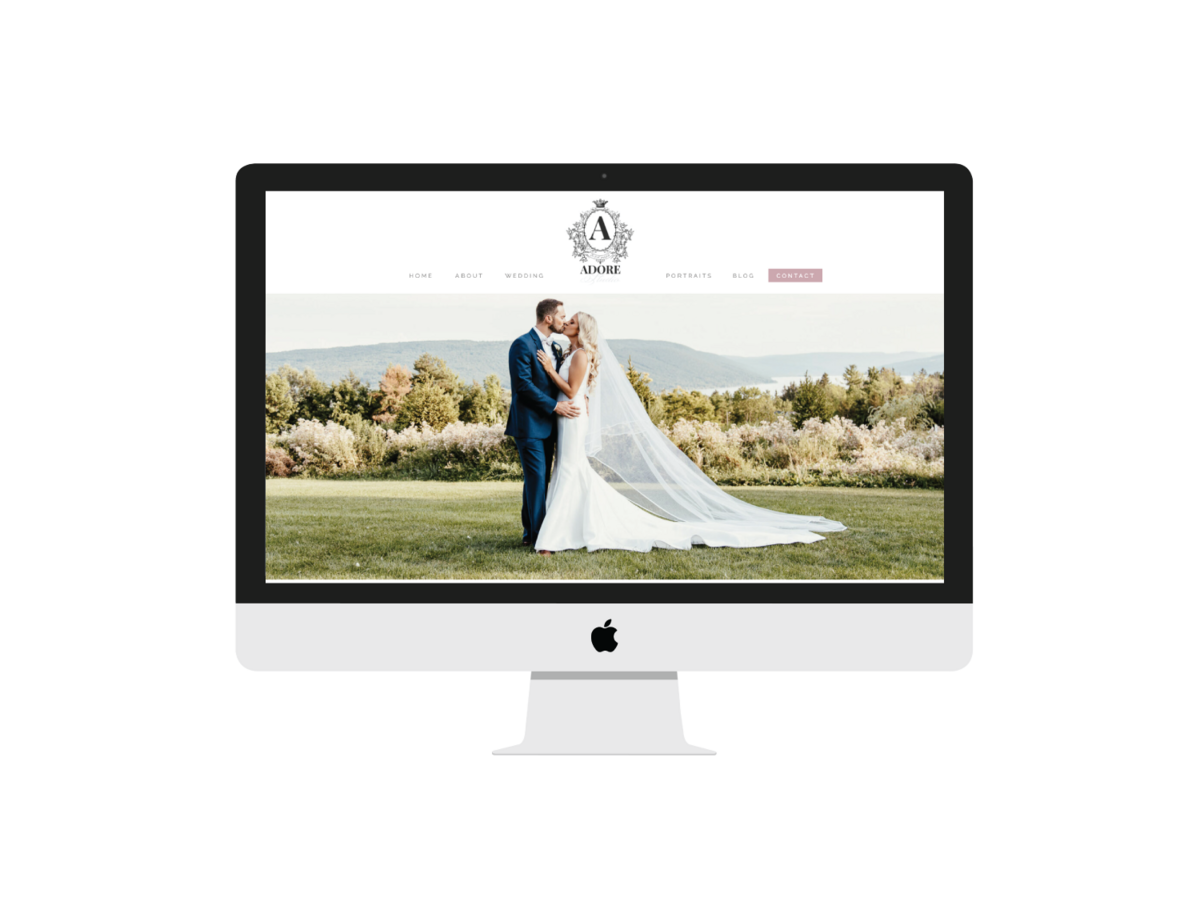Adore Photo Studio  Showit Website  mockup on iMac Screen