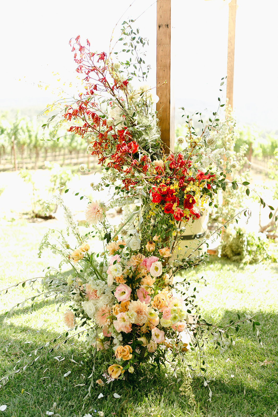 Ground Florals by Marigold SF on Chuppah for St. Helena Wedding