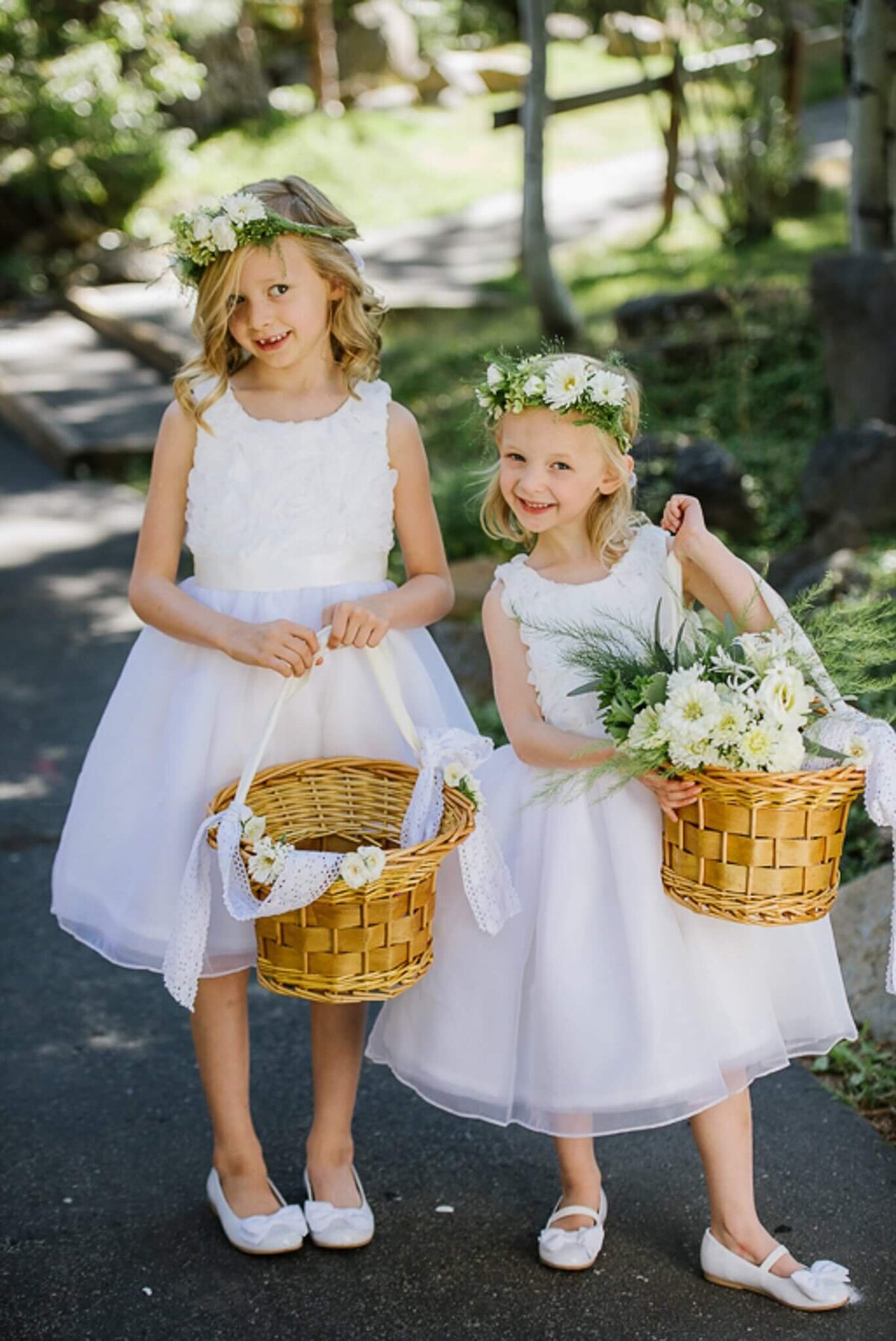 flower girls  with baskets in lake tahoe