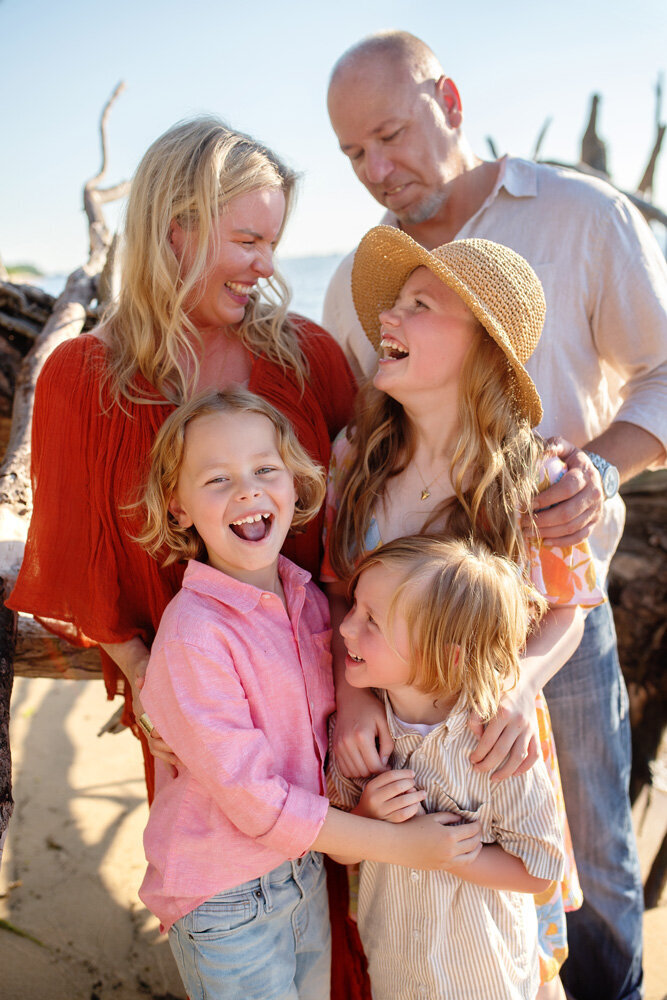 Family session located near the beach