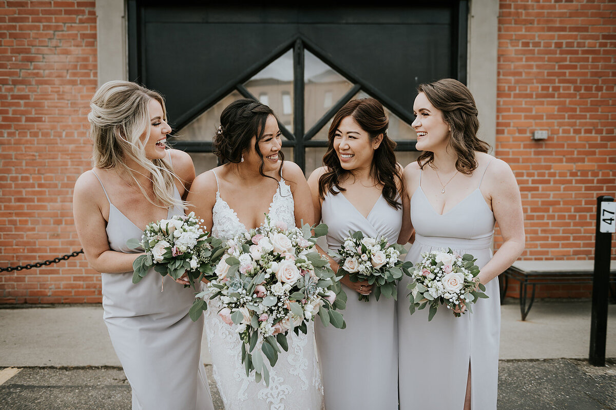 Bridal party hair and makeup by Bellamore Beauty, feminine Calgary hair and makeup artist, featured on the Brontë Bride Vendor Guide.