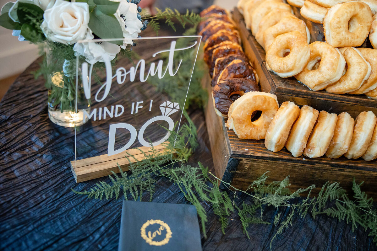 donut mind if I do sign by donuts instead of wedding cake by Firefly Photography