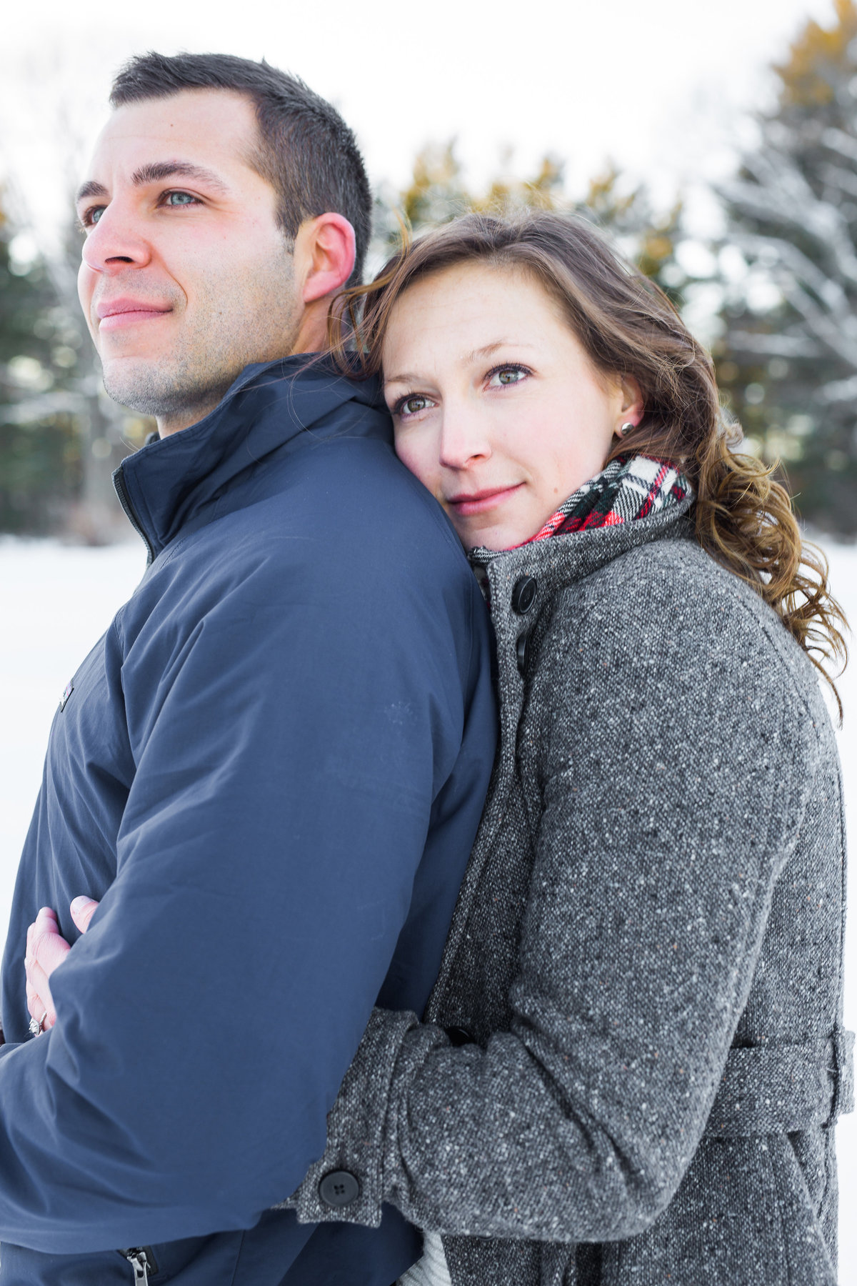 A snowy cold winter engagement session in Newmarket NH