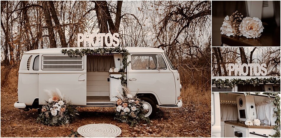 Pale yellow 1970 restored Volkswagon VW Bus turned into a photo booth in Denver available for rental