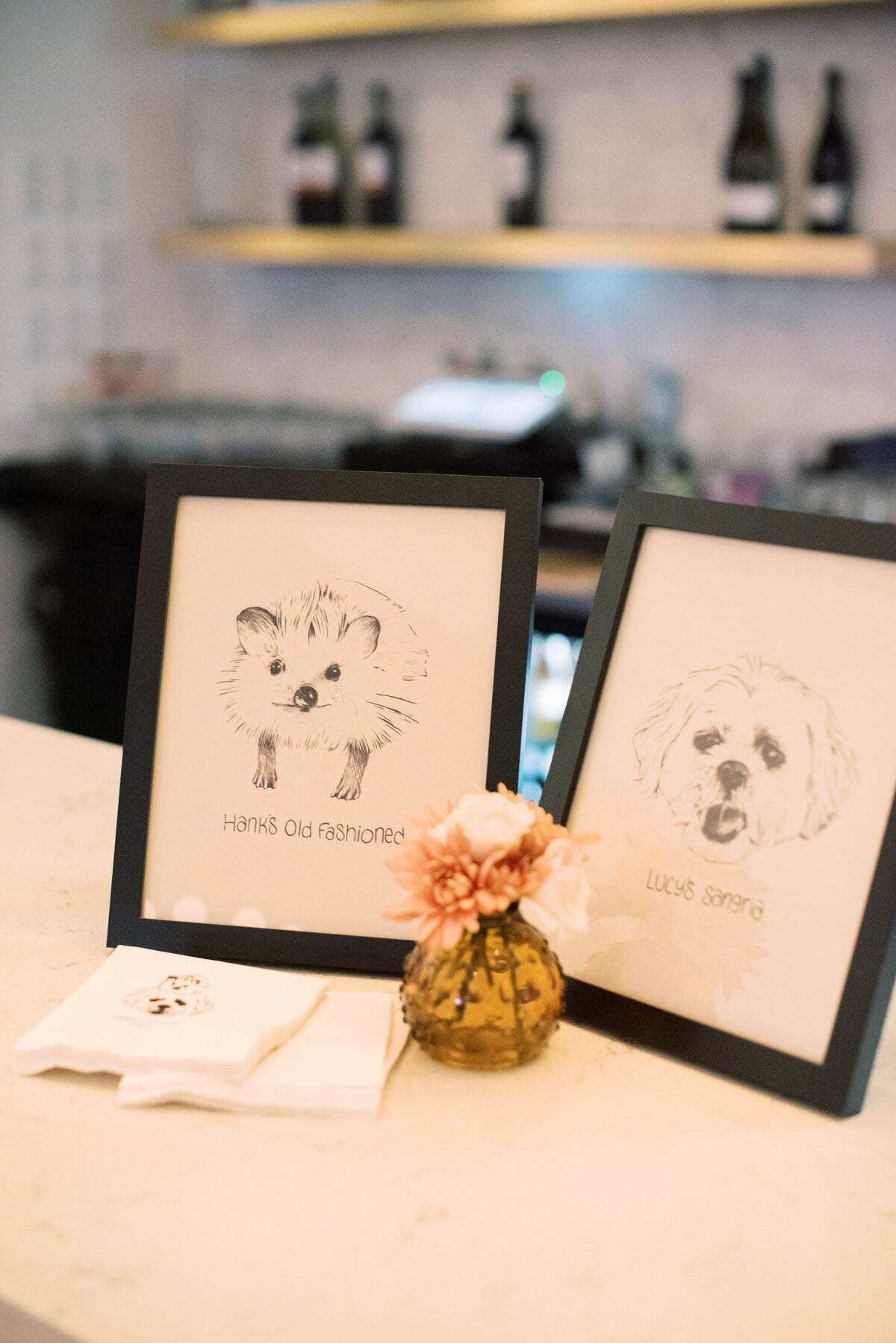 photo of couples hedgehog and dog on the bar