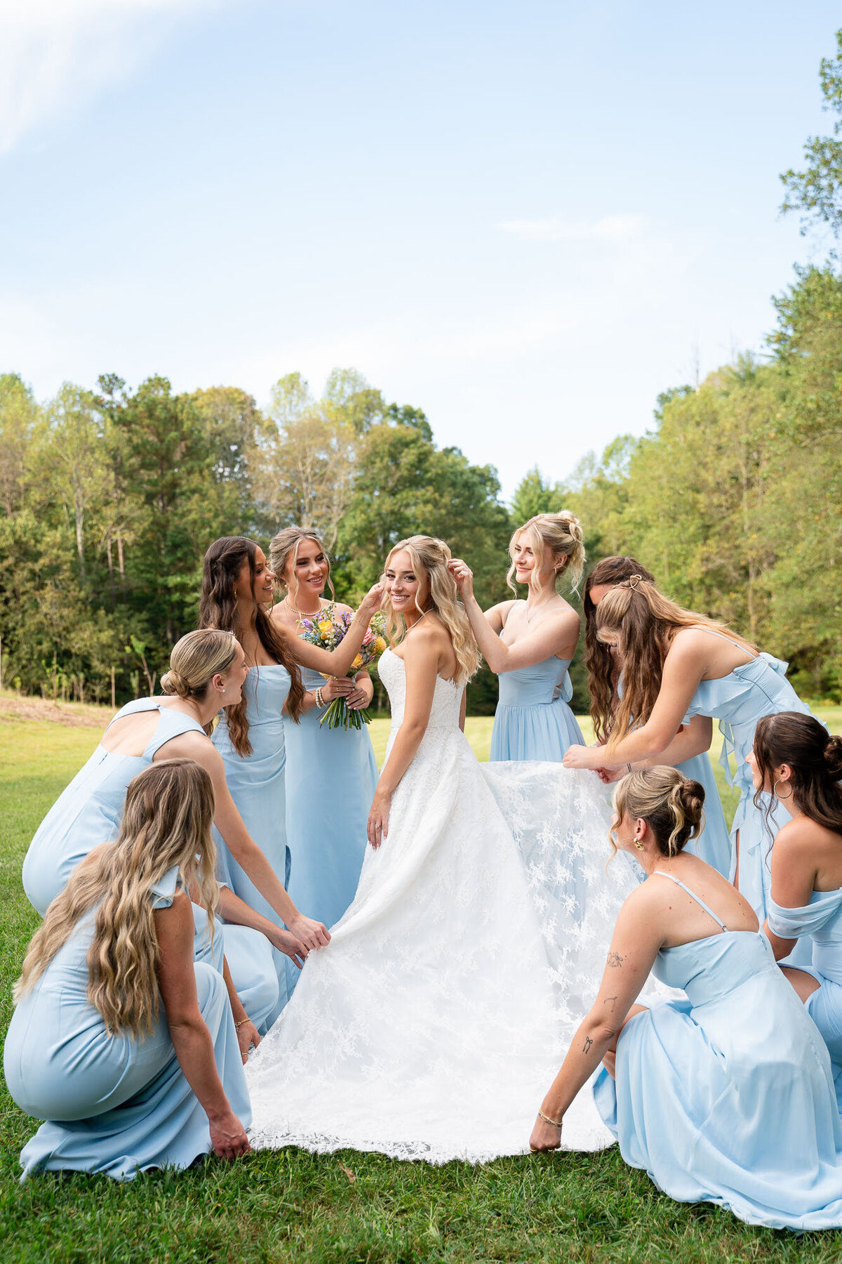 Bridesmaids posing with bride at North Georgia, wedding
