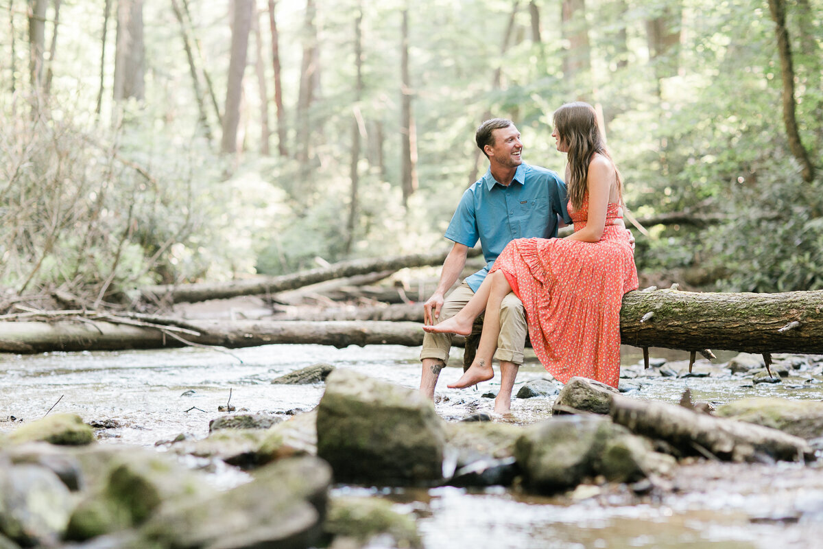 engagement session near a creek