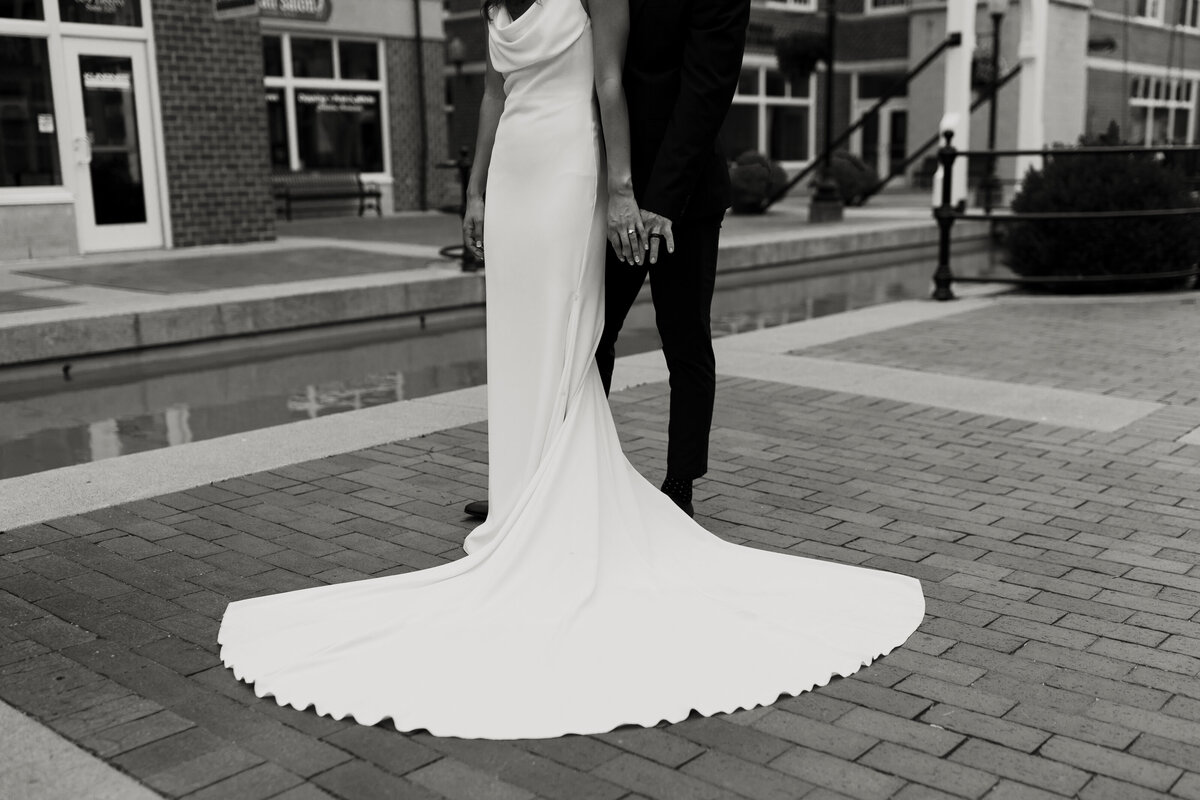 black and white close up wedding photo