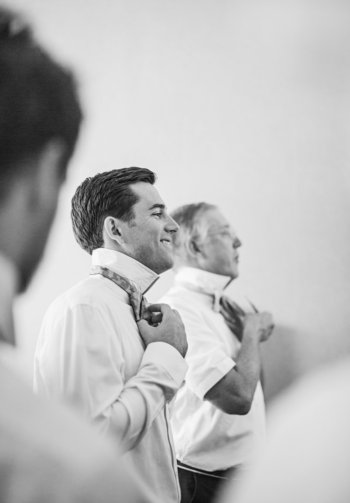 groom and father getting ready