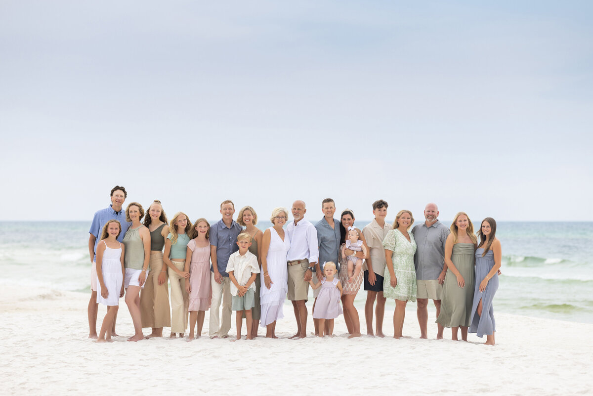 An extended family  in Seacrest Beach Floridas tanding at the water's edge.