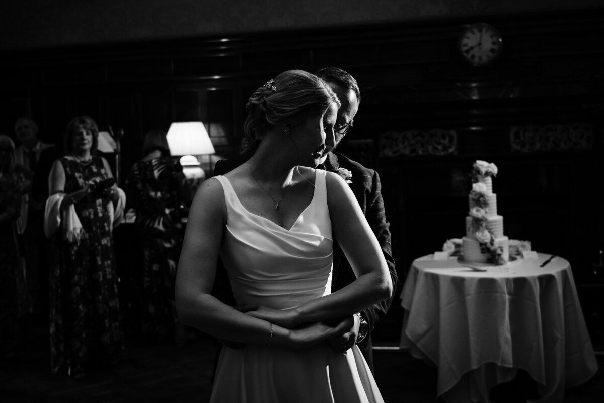 bride and groom dancing their first dance at stapleford park hotel